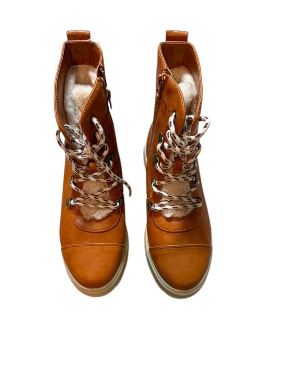 Art Class Girls Winter Combat Boots Tan Lace Up Side Zip Size 5 NWT Lug Sole. - Picture 2 of 8